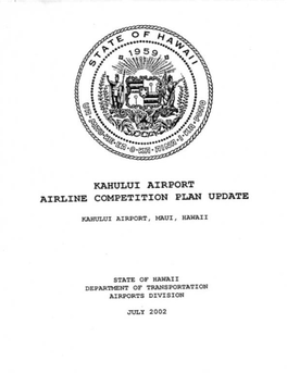 Kahului Airport Airline Competition Plan Update