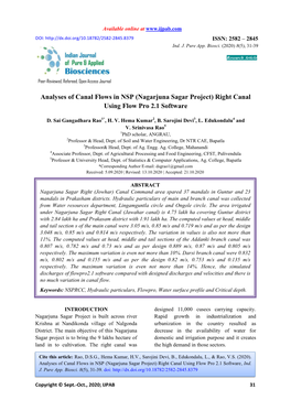 (Nagarjuna Sagar Project) Right Canal Using Flow Pro 2.1 Software