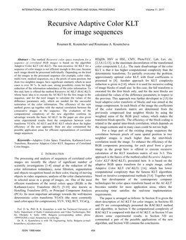 Recursive Adaptive Color KLT for Image Sequences