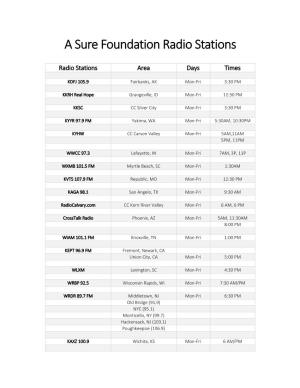 A Sure Foundation Radio Stations