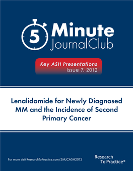 Lenalidomide for Newly Diagnosed MM and the Incidence of Second Primary Cancer