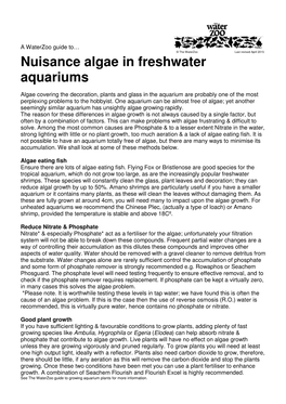 Nuisance Algae in Freshwater Aquariums