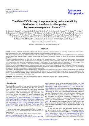 The Gaia-ESO Survey: the Present-Day Radial Metallicity Distribution of the Galactic Disc Probed by Pre-Main-Sequence Clusters?,?? L