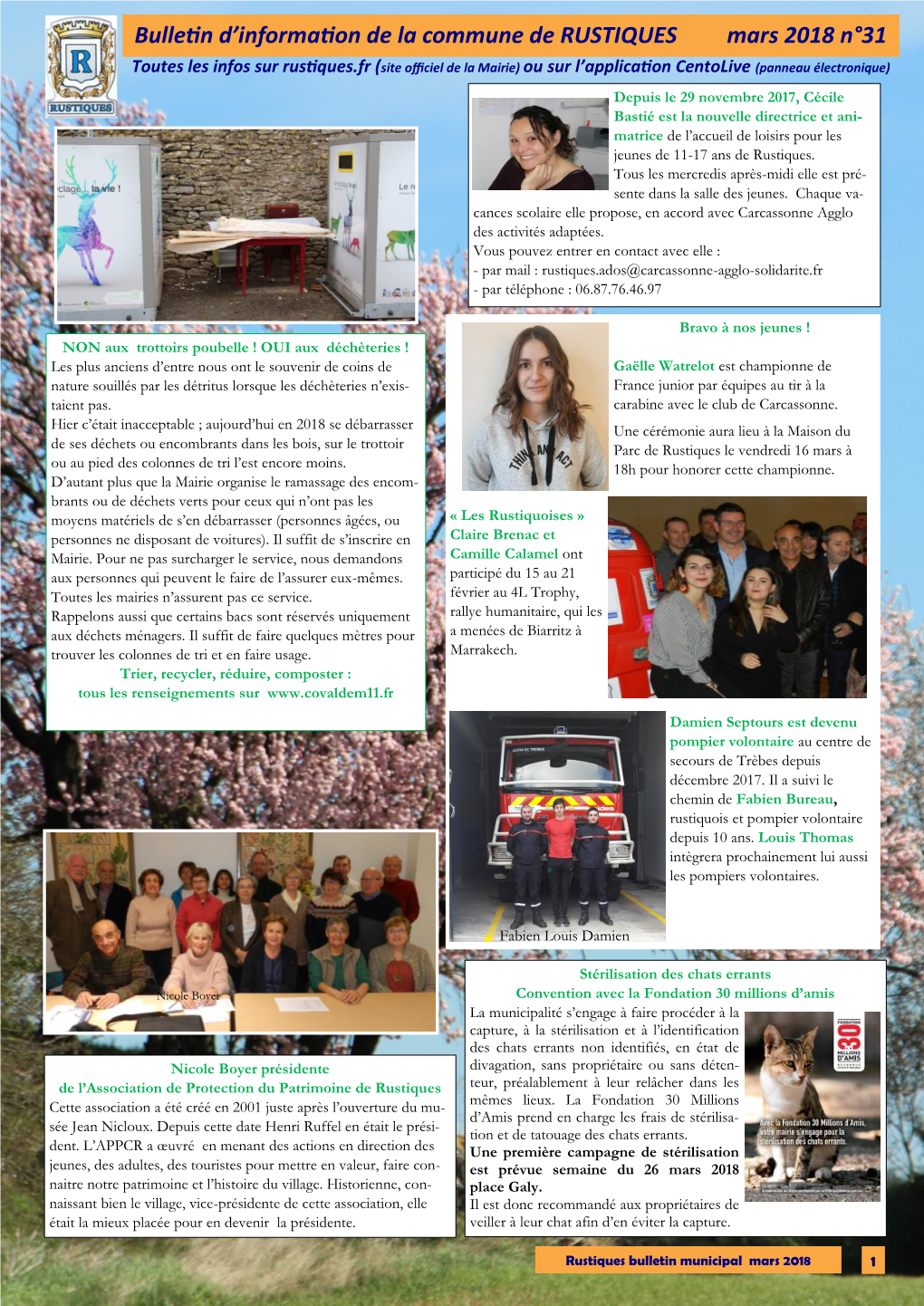 Bulletin D'information De La Commune De RUSTIQUES Mars 2018 N°31