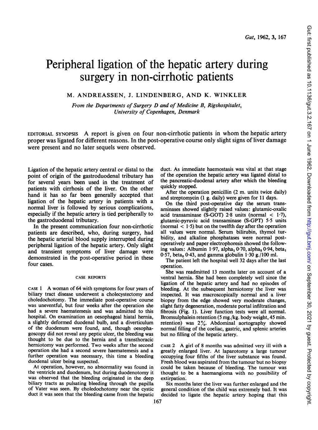 Peripheral Ligation of the Hepatic Artery During Surgery in Non-Cirrhotic Patients