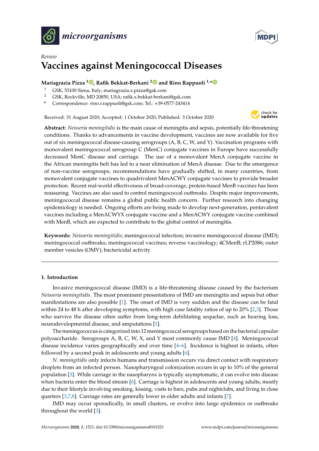 Vaccines Against Meningococcal Diseases