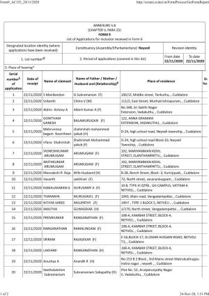 FORM 9 List of Applicaons for Inclusion Received in Form 6