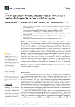 Iron Acquisition of Urinary Tract Infection Escherichia Coli Involves Pathogenicity in Caenorhabditis Elegans