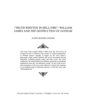 “Truth Written in Hell-Fire”: William James and the Destruction of Gotham