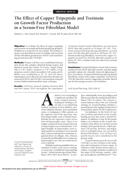 The Effect of Copper Tripeptide and Tretinoin on Growth Factor Production in a Serum-Free Fibroblast Model