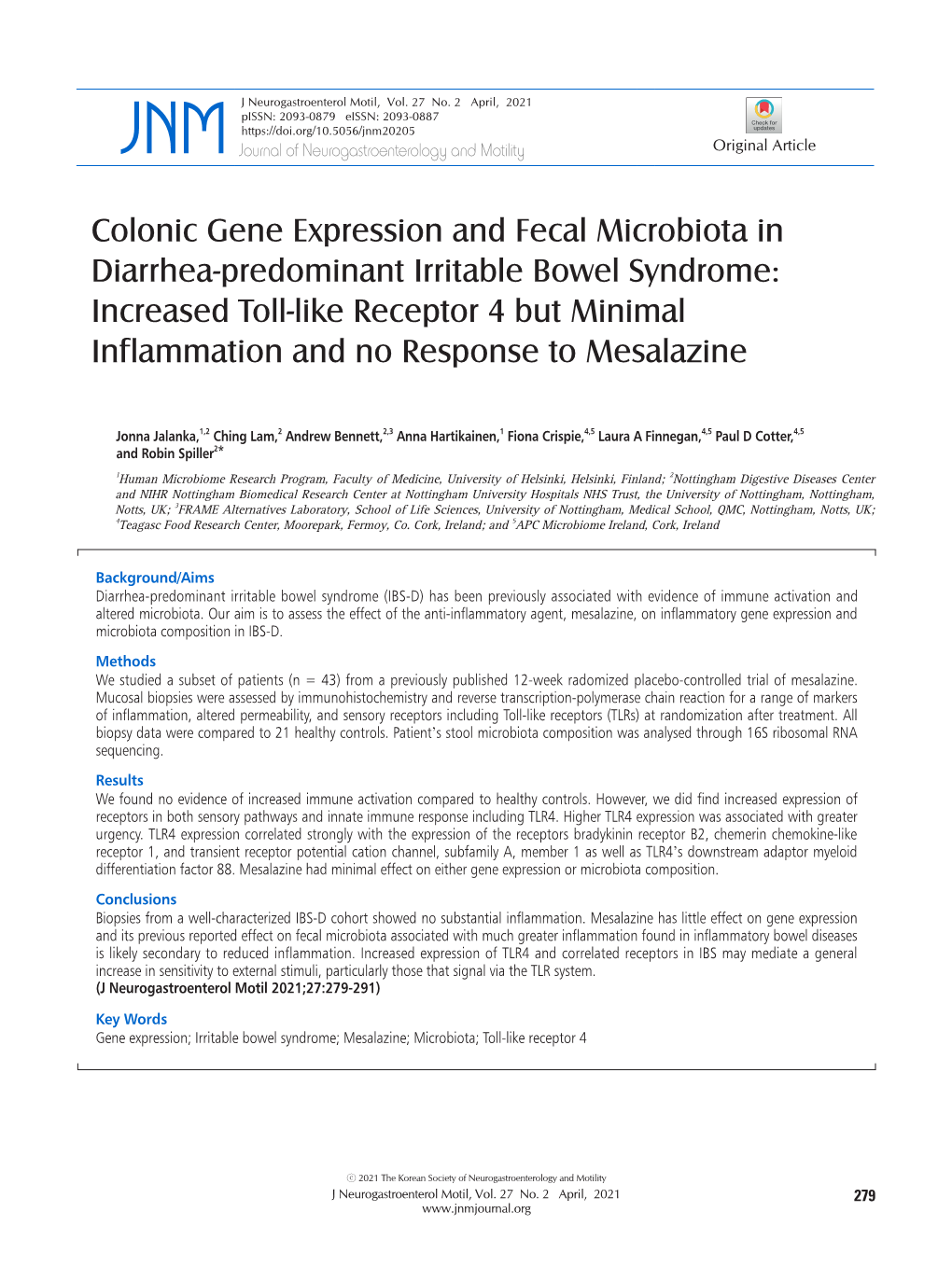 JNM J Neurogastroenterol Motil, Vol. 27 No. 2 April, 2021