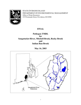 Final Pathogen TMDL for Saugatucket River, Mitchell Brook, Rocky Brook