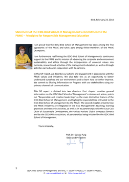 Statement of the IEDC-Bled School of Management's Commitment to the PRME – Principles for Responsible Management Education