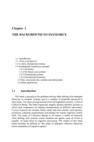 Chapter 1 the BACKGROUND to SYSTEMICS