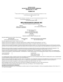 MDU RESOURCES GROUP INC (Exact Name of Registrant As Specified in Its Charter)