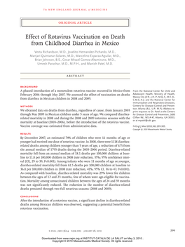 Effect of Rotavirus Vaccination on Death from Childhood Diarrhea in Mexico