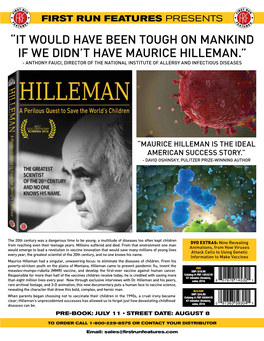 It Would Have Been Tough on Mankind If We Didn't Have Maurice Hilleman