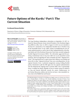 Future Options of the Kurds. Part I: the Current Situation