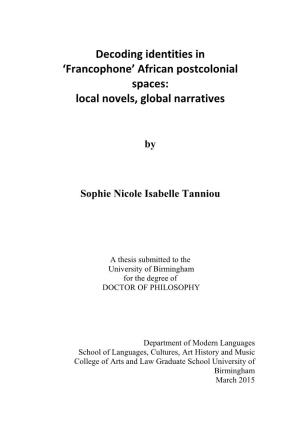 Decoding Identities in 'Francophone' African Postcolonial