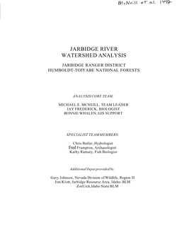 Jarbidge River Watershed Analysis