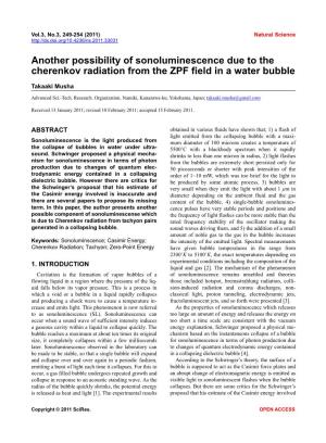 Another Possibility of Sonoluminescence Due to the Cherenkov Radiation from the ZPF Field in a Water Bubble