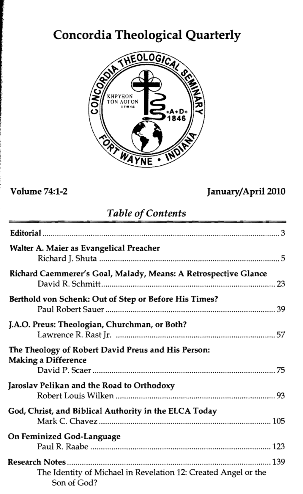 Concordia Theological Quarterly