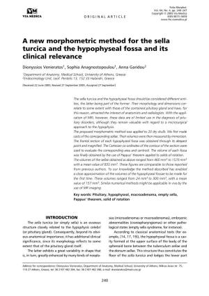 A New Morphometric Method for the Sella Turcica and the Hypophyseal Fossa and Its Clinical Relevance