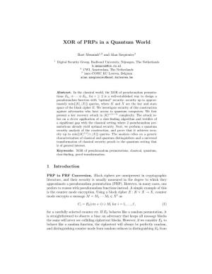 XOR of Prps in a Quantum World