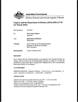 Australian Government Defence Honoqrs and Awards Appeals Tribunal