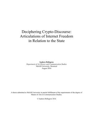 Deciphering Crypto-Discourse: Articulations of Internet Freedom in Relation to the State