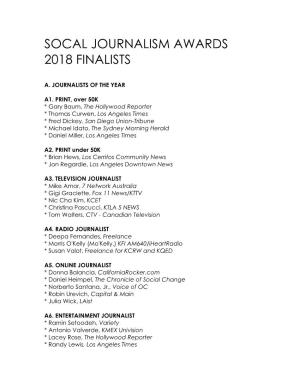 Socal Journalism Awards 2018 Finalists