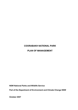 Coorabakh National Park Plan of Management