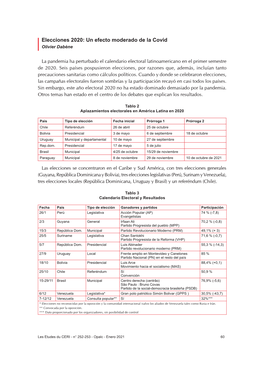 Elecciones 2020: Un Efecto Moderado De La Covid Olivier Dabène