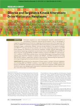 Diverse and Targetable Kinase Alterations Drive Histiocytic Neoplasms