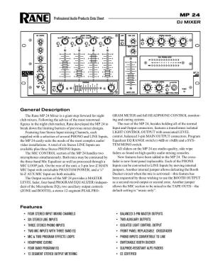 Professional Audio Products Data Sheet DJ MIXER Features General