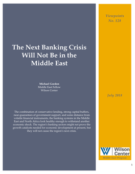 The Next Banking Crisis Will Not Be in the Middle East