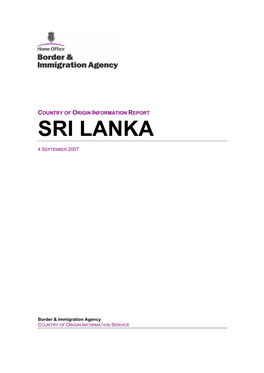 Country of Origin Information Report Sri Lanka September 2007