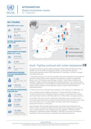 AFGHANISTAN South: Fighting Continued with Civilian Displacement