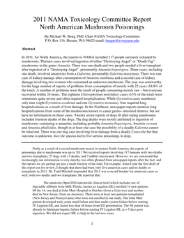 2011 NAMA Toxicology Committee Report North American Mushroom Poisonings