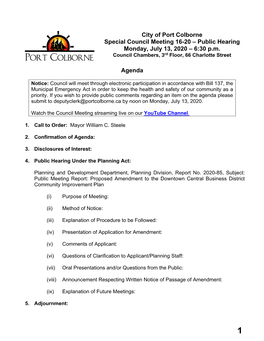 (Planning)/Council Meeting Agendas