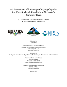 An Assessment of Landscape Carrying Capacity for Waterfowl and Shorebirds in Nebraska’S Rainwater Basin