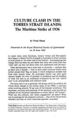 CULTURE CLASH in the TORRES STRAIT ISLANDS: the Maritime Strike of 1936