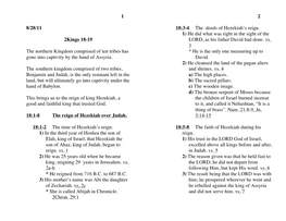 1 2 8/28/11 2Kings 18-19 the Northern Kingdom Comprised of Ten