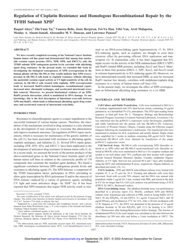 Regulation of Cisplatin Resistance and Homologous Recombinational Repair by the TFIIH Subunit XPD1