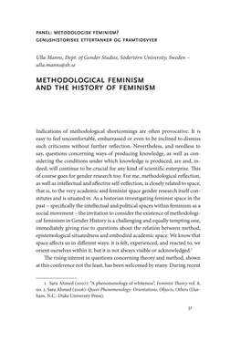 Methodological Feminism and the History of Feminism
