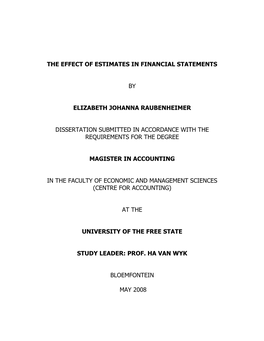 The Use of Estiamtes in Financial Statements