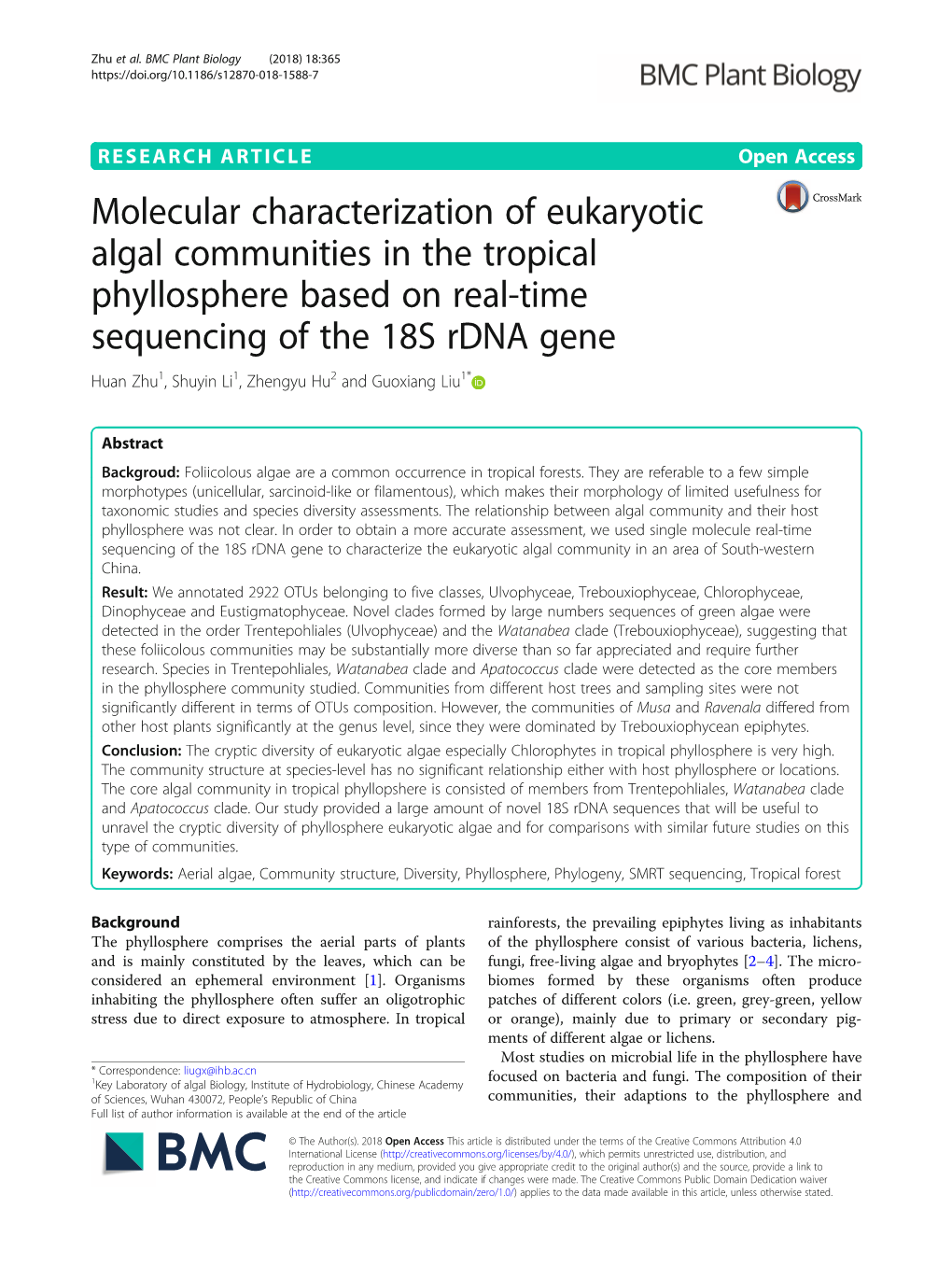 Molecular Characterization of Eukaryotic Algal Communities in The