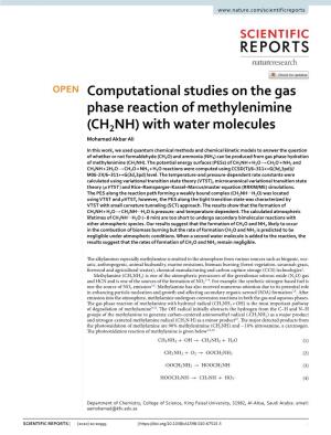 Computational Studies on the Gas Phase Reaction of Methylenimine ­(CH2NH) with Water Molecules Mohamad Akbar Ali