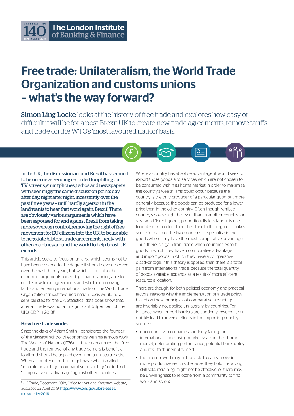 Unilateralism, the World Trade Organization and Customs Unions – What’S the Way Forward?