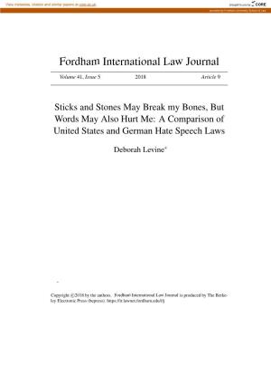 Sticks and Stones May Break My Bones, but Words May Also Hurt Me: a Comparison of United States and German Hate Speech Laws